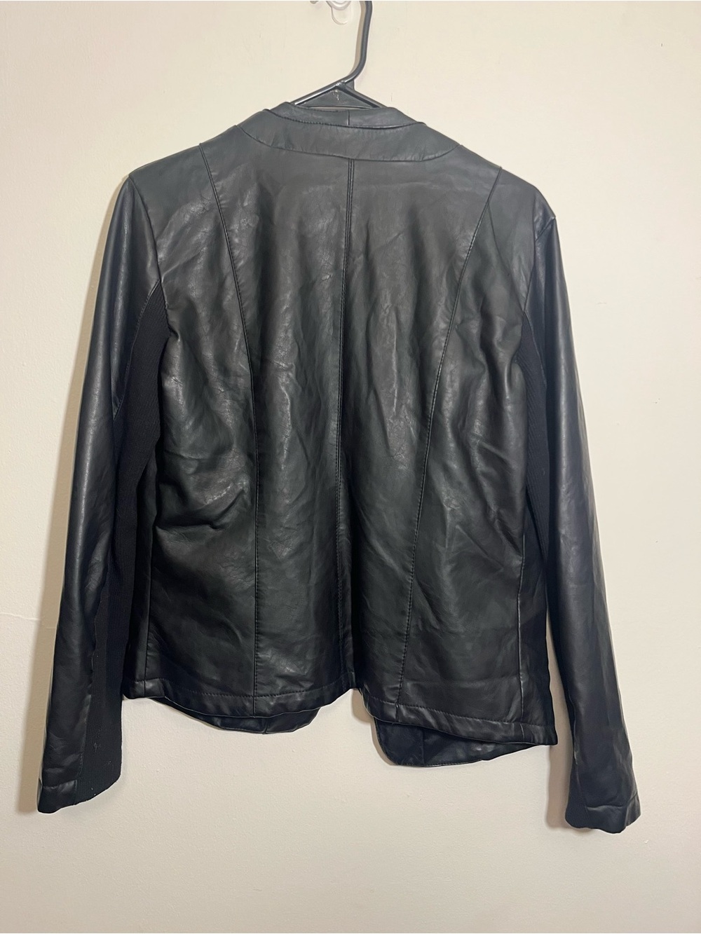 therapy Black Collarless Leather Zip-Pocket Jacket - Picture 2 of 5
